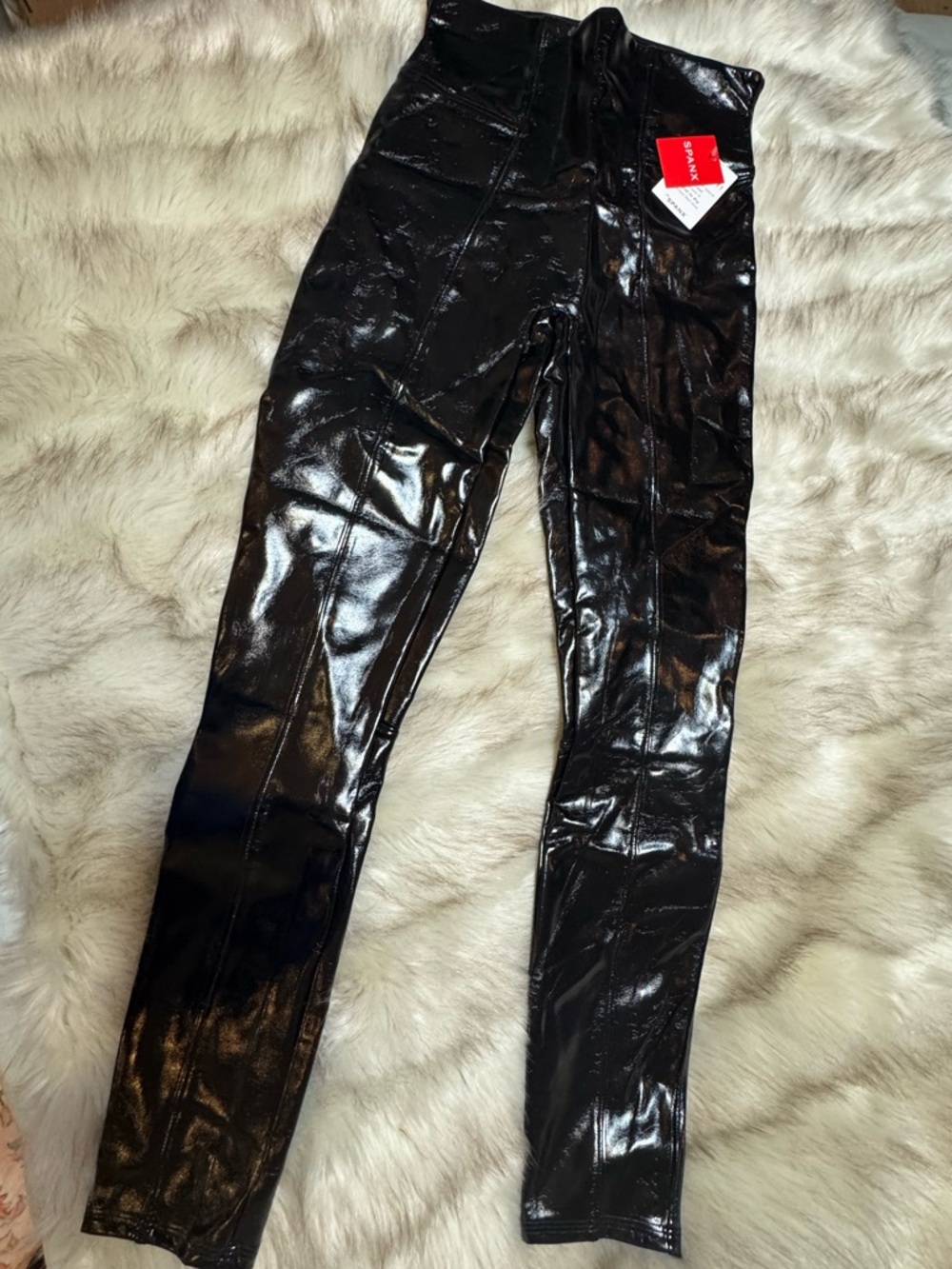 SPANX Black High-Gloss Faux Leather Leggings